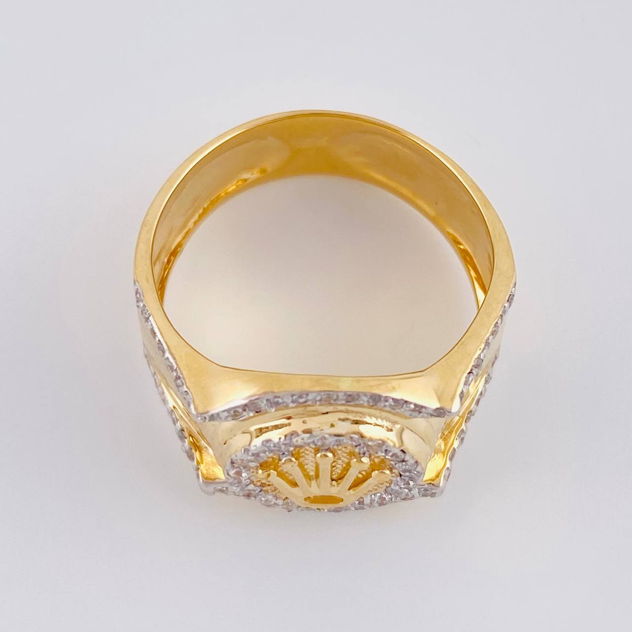 Anillo Cinturón Bordeado Corona 6.2 g / T10 1/4 Dos Oros Amarillo Blanco 18K
