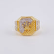 Anillo Mosaico Corona Segmentado 6.5 g / T9 1/2 Dos Oros Amarillo Blanco 18K