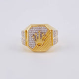 Anillo Mosaico Corona Segmentado 6.5 g / T9 1/2 Dos Oros Amarillo Blanco 18K