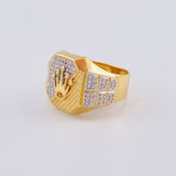 Anillo Mosaico Corona Segmentado 6.5 g / T9 1/2 Dos Oros Amarillo Blanco 18K