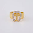 Anillo Herradura Crucificada 4.85 g / T10 1/4 Dos Oros Amarillo Blanco 18K