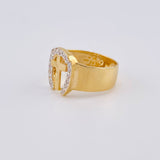 Anillo Herradura Crucificada 4.85 g / T10 1/4 Dos Oros Amarillo Blanco 18K