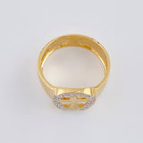 Anillo Herradura Crucificada 4.85 g / T10 1/4 Dos Oros Amarillo Blanco 18K