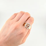Anillo Herradura Crucificada 4.85 g / T10 1/4 Dos Oros Amarillo Blanco 18K
