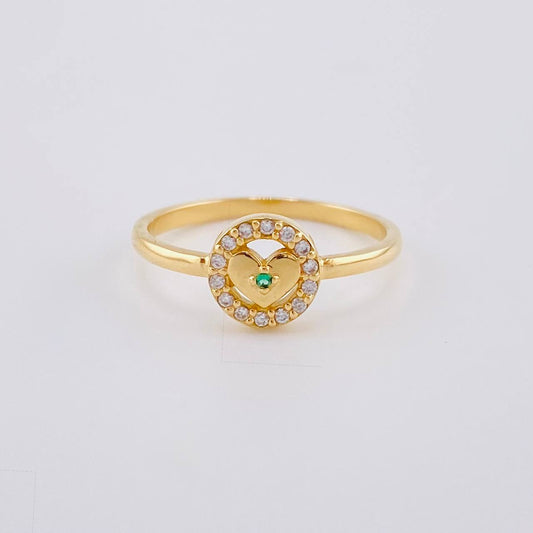 Anillo Corazón Central 2 g / T7 3/4 Oro Amarillo 18K