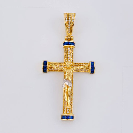 Dije Cruz Cristo Tornillo 7.85 g / 5.2 cm Dos Oros Amarillo Blanco 18K