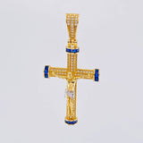 Dije Cruz Cristo Tornillo 7.85 g / 5.2 cm Dos Oros Amarillo Blanco 18K