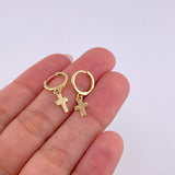 Candongas Cruz 1.5 g / 3.2 cm Oro Amarillo 18K
