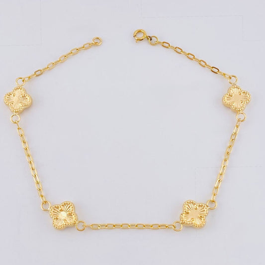 Pulso Cajon Trebol Diamantado 3.5 g / 19 cm / 1.7 mm Oro Amarillo 18K