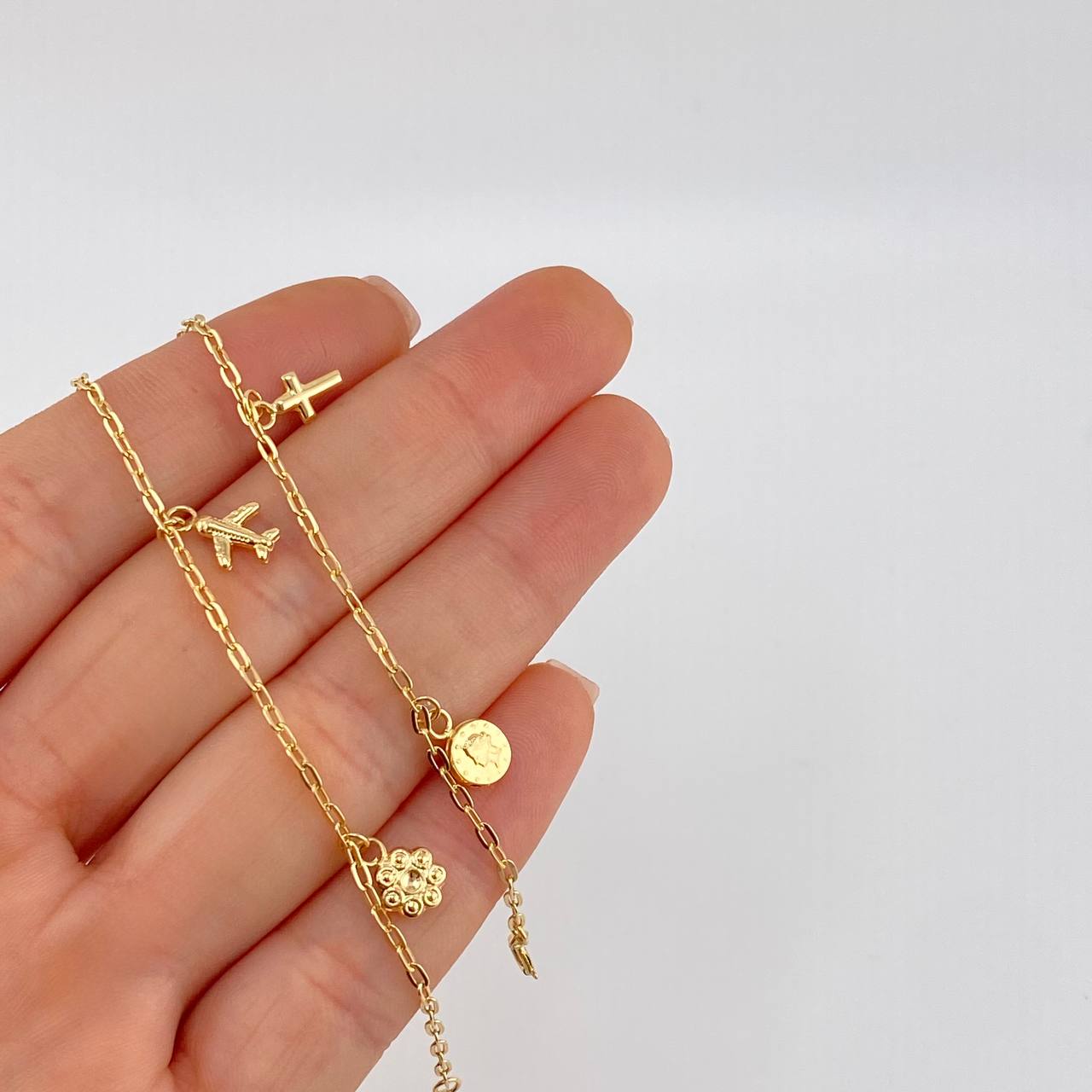 Tobillera Cajón Dijes Colgantes 2.9 g / 23 cm / 1.7 mm Oro Amarillo 18K