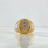 Anillo Sello Signo Dólar 10.45gr / T9 3/4 / Circones Blancos Dos Oros Amarillo Blanco 18K