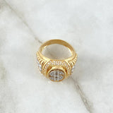 Anillo Sello Signo Dólar 10.45gr / T9 3/4 / Circones Blancos Dos Oros Amarillo Blanco 18K