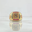 Anillo Sello Signo Dólar 10.8gr / T9 3/4 / Abultado Circones Multicolor Tres Oros 18K *