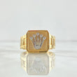 Anillo Sello Corona RX 12.15gr / T12 3/4 / Cuadro Texturizado Circones Blancos Dos Oros Amarillo Blanco 18K