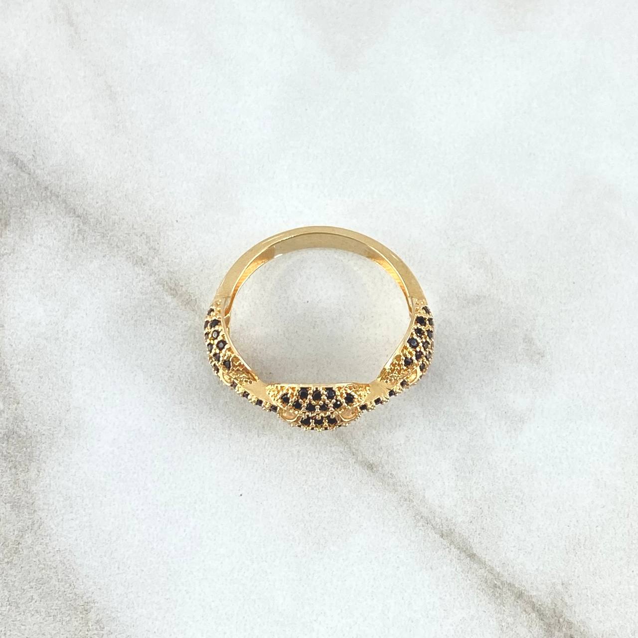 Anillo Anillo Retazo GC 3.55gr / T7 3/4 / Circones Negros Oro Amarillo 18K