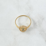 Anillo Virgen Guadalupe En Red 2.3gr / T9 3/4 / Circones Blancos Verdes Y Fucsias Oro Amarillo 18K