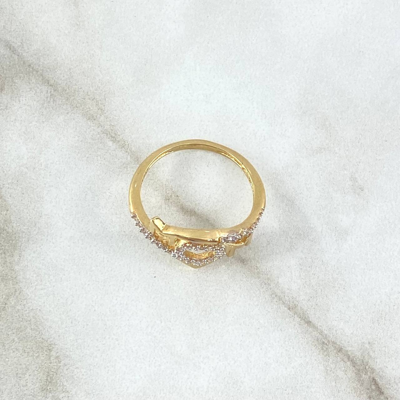 Anillo MOM 2.4gr / T5 3/4 / Circones Blancos Oro Amarillo 18K