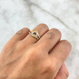 Anillo MOM 2.4gr / T5 3/4 / Circones Blancos Oro Amarillo 18K