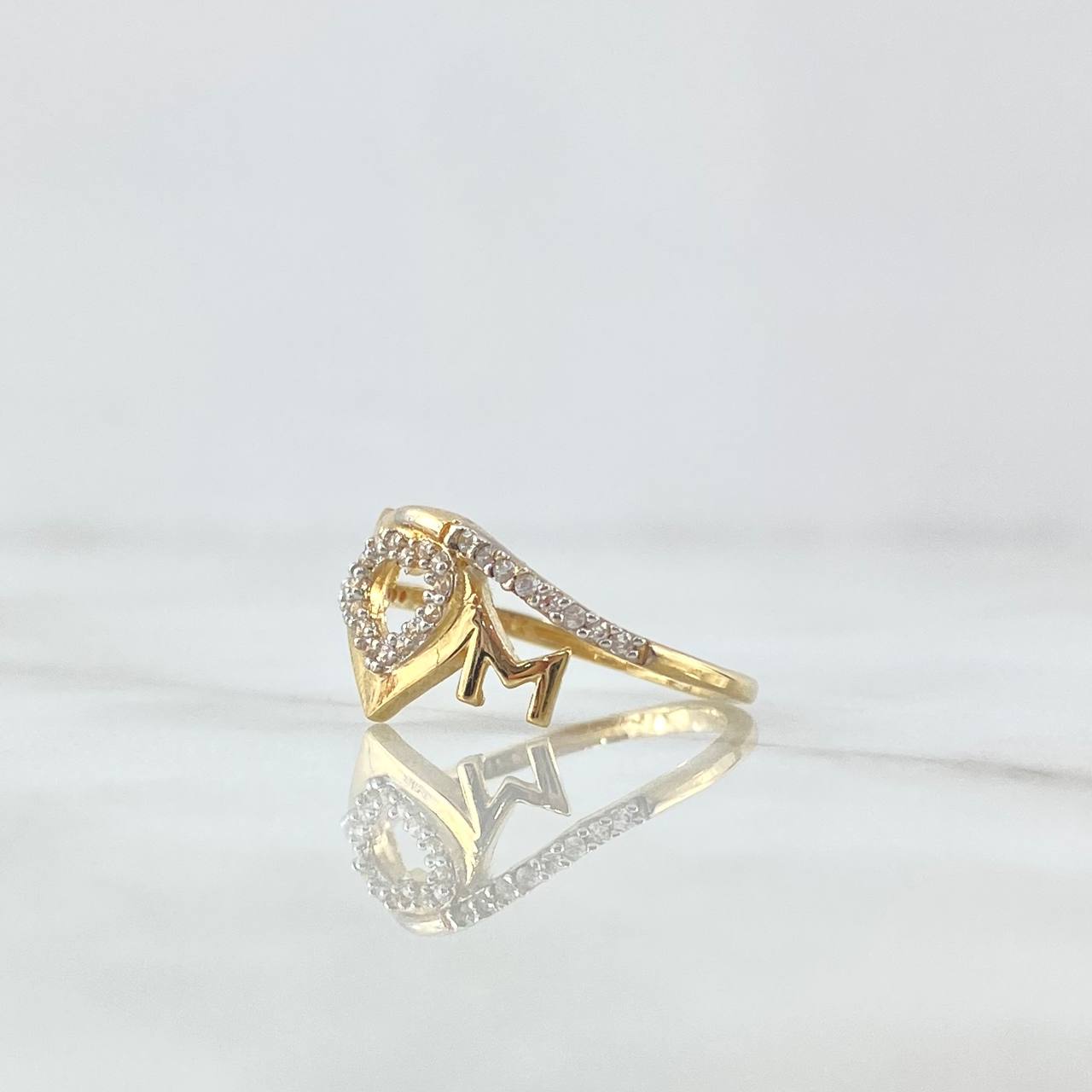 Anillo MOM 2.4gr / T5 3/4 / Circones Blancos Oro Amarillo 18K