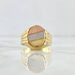Anillo Sello Ovalado 4.85gr / T9 / Texturizado Tres Lineas Tres Oros 18K