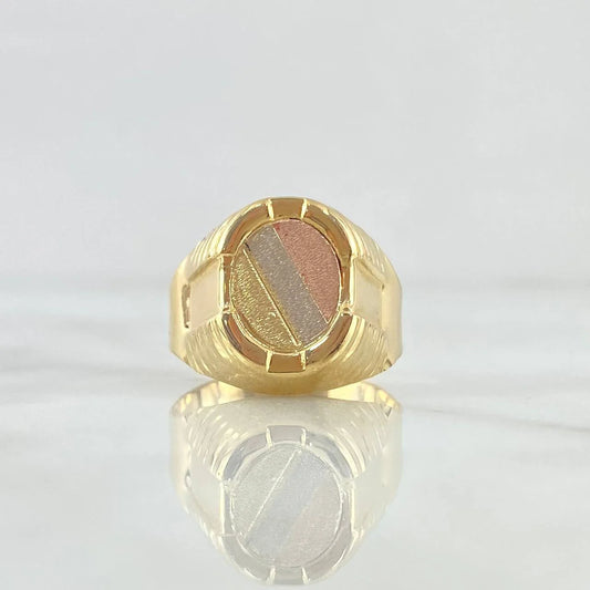 Anillo Sello Ovalo Con Marco 3.75 g / T9 3/4 Tres Oros 18K