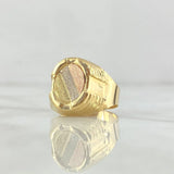 Anillo Sello Ovalo Con Marco 3.2 g / T10 3/4 Tres Oros 18K