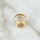 Anillo Sello Ovalo Con Marco 3.2 g / T10 3/4 Tres Oros 18K