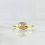 Anillo GC 1.05gr / T6 1/4 / Circones Blancos Oro Amarillo 18K