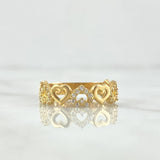 Anillo Corazones Intercalados 2.6gr / T6 1/2 / Circones Blancos - Lisos Oro Amarillo 18K *