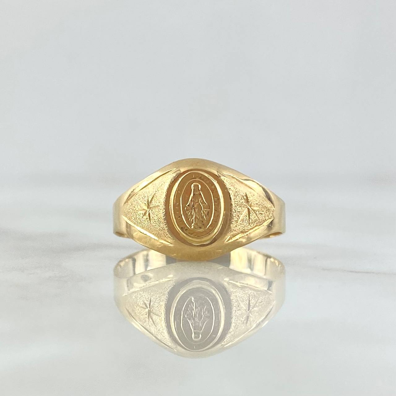 Anillo Sello Virgen Milagrosa 1.75gr / T7 / Oro 18K *