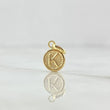 Dije Letra K 0.4gr / 1.5cm / Circulo Texturizado Rustico Oro Amarillo 18K