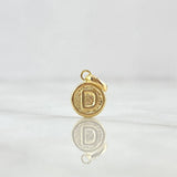 Dije Letra D 0.35gr / 1.5cm / Circulo Texturizado Rustico Oro Amarillo 18K