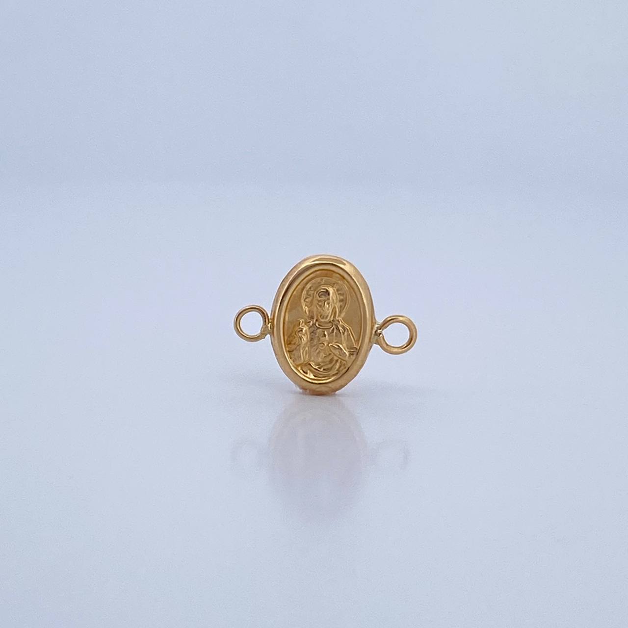 Herraje Sagrado Corazon 0.45gr / 1.4cm / Doble Faz Virgen Del Carmen Troquelado Oro Amarillo 18K &
