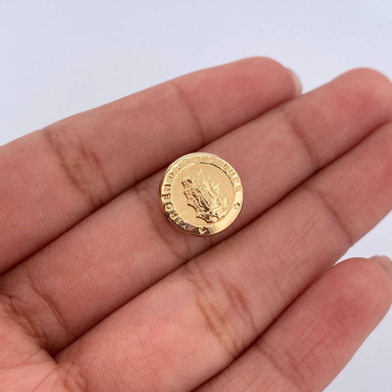Herraje Virgen Guadalupe 0.65gr / 1.3cm / Tambor Oro Amarillo 18K &