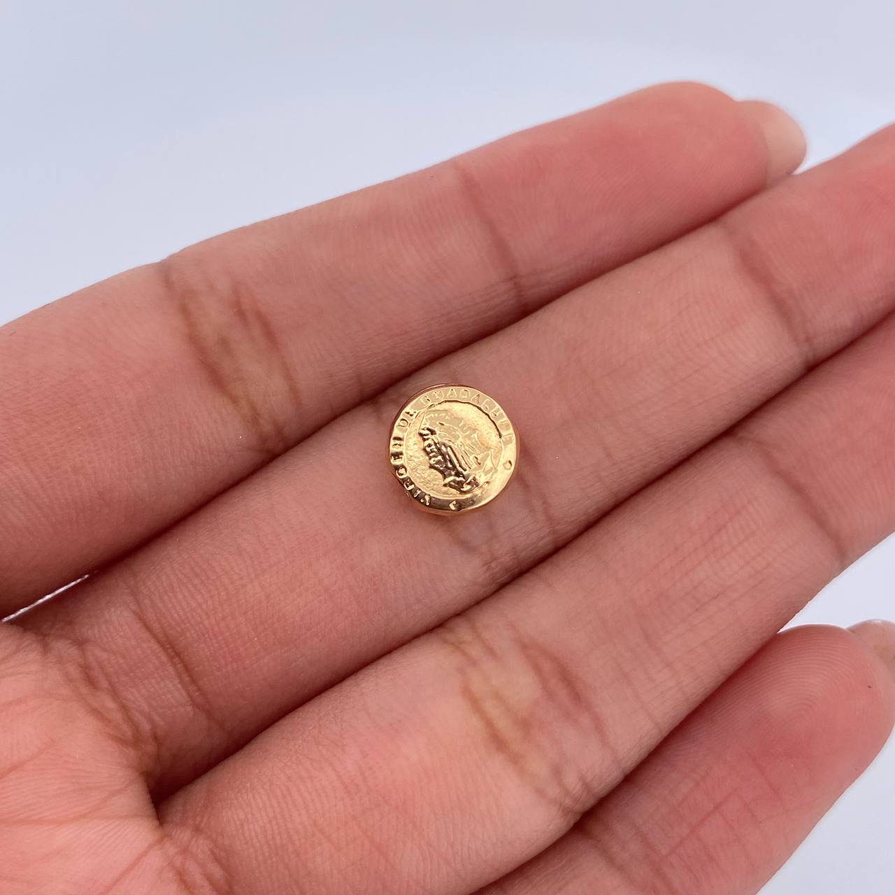 Herraje Virgen Guadalupe 0.35gr / 1.1cm / Tambor Oro Amarillo 18K &