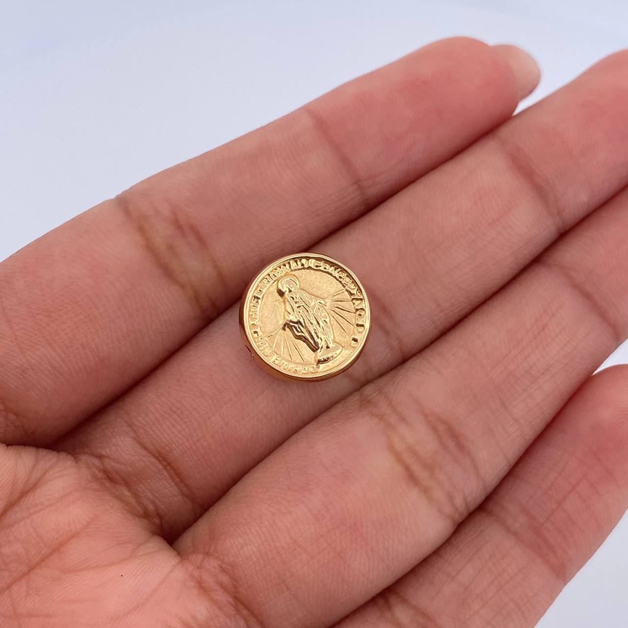 Herraje Virgen Milagrosa 0.75gr / 1.3cm / Tambor Oro Amarillo 18K &
