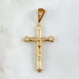 Dije Cruz Cristo 4.2gr / 5cm / Circones Blancos Oro Amarillo 18K ©