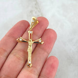 Dije Cruz Cristo 4.2gr / 5cm / Circones Blancos Oro Amarillo 18K ©
