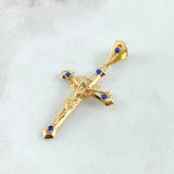 Dije Cruz Cristo 4.45gr / 5cm / Circones Azules Oro Amarillo 18K ©