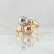 Anillo Tu y Yo 1.9gr / T8 / 8mm Bolas Lisas Tres Oros 18K ©
