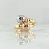 Anillo Tu y Yo 1.8gr / T7 / 8mm Bolas Lisas Tres Oros 18K ©