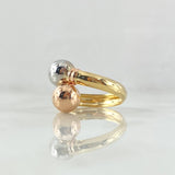 Anillo Tu y Yo 1.8gr / T7 / 8mm Bolas Lisas Tres Oros 18K ©
