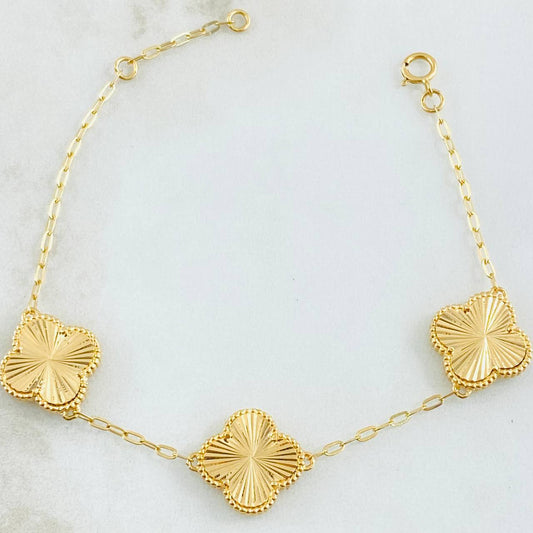 Pulso Aro Seguido Trebol 7.35gr / 17cm-19cm / Nac.Esp. Oro 18K ©