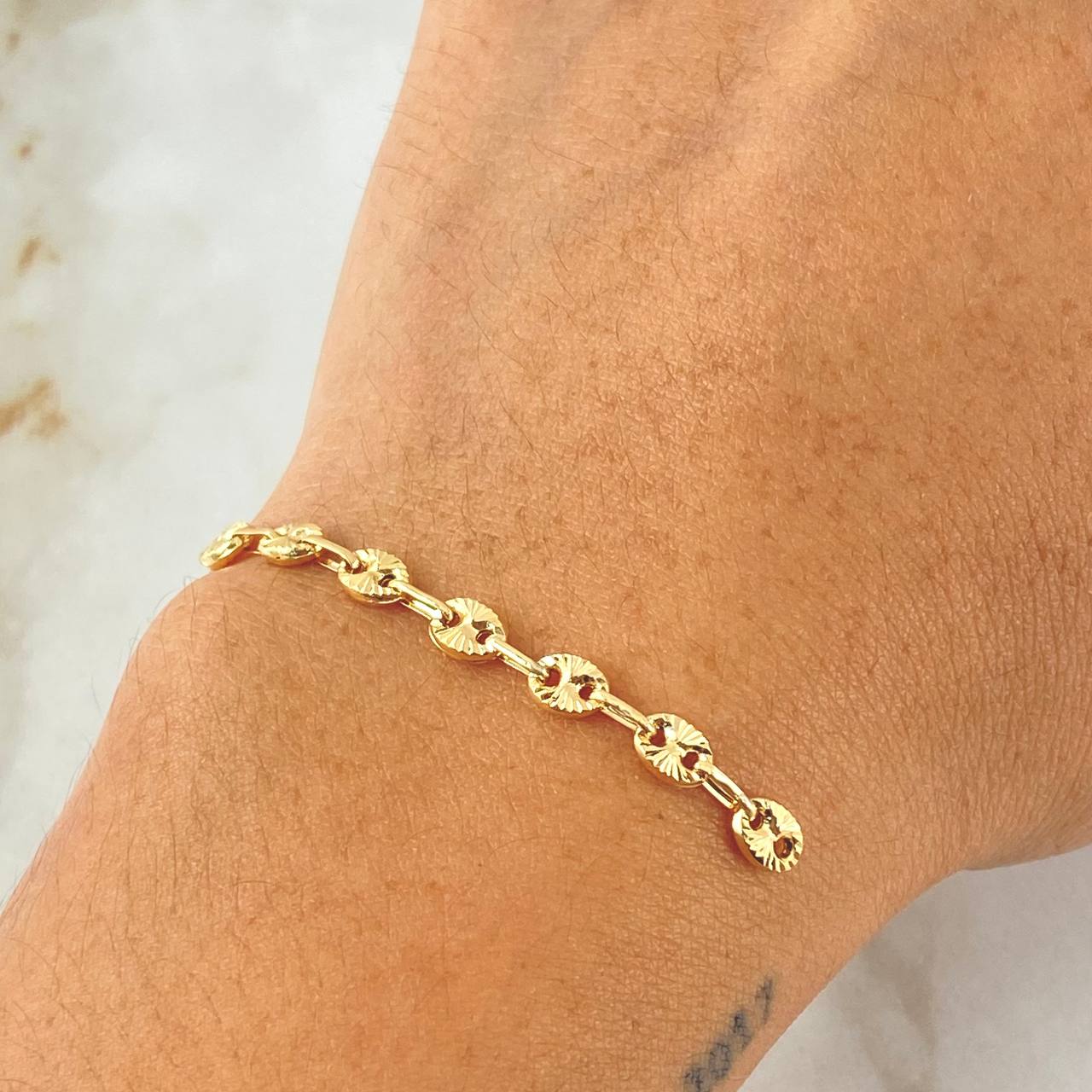 Herraje Retazo GC 7 Eslabones 0.8gr / 4.7cm / 4.2mm Oro Amarillo 18K