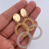 Topos Arete Aros Circulos 5.15gr / 4.7cm / Dos Oros Amarillo Blanco +4 18K &