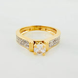 Anillo Solitario Puente 4.1 g / T6 1/2 Dos Oros Amarillo Blanco 18K