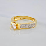 Anillo Solitario Puente 4.1 g / T6 1/2 Dos Oros Amarillo Blanco 18K