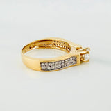 Anillo Solitario Puente 4.1 g / T6 1/2 Dos Oros Amarillo Blanco 18K