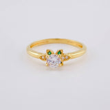 Anillo Solitario Flor Centellana 1.95 g / T5 3/4 Oro Amarillo 18K