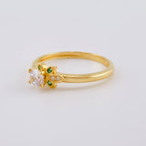 Anillo Solitario Flor Centellana 1.95 g / T5 3/4 Oro Amarillo 18K